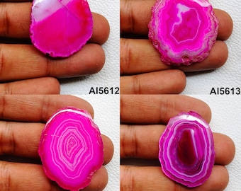 Banded Agate Slice, Pink Agate Slice Gemstone, Geode Slice, Natural Dyed Agate Slice Stone, Agate Polished Slice For WireWrap Jewelry Stones