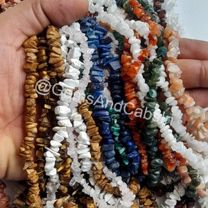 Natural Mix Chips Uncut Beads, Loose Mix Chip Beads, 36&quot; Nuggets Crystal Beads, Wholesale Bulk Chips Beads For DIY Jewelry Making Stone