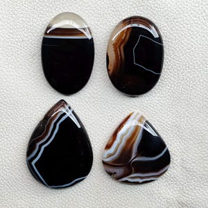 Black Banded Agate Cabochon, AAA Grade Gemstone, Jewelry Stone