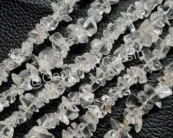 Clear Quartz Chip Beads, Natural Clear Quartz Uncut Beads, 36&quot; Clear Quartz Nuggets Crystal Beads, Wholesale Bulk Chips Beads For Jewelry