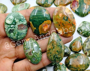 Green Rhyolite Cabochon Lot, Loose Gemstone Mix, Jewelry Making