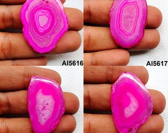 Pink Agate Slice Gemstone, Banded Agate Slice, Geode Slice, Natural Dyed Agate Slice Stone, Agate Polished Slice For WireWrap Jewelry Stones