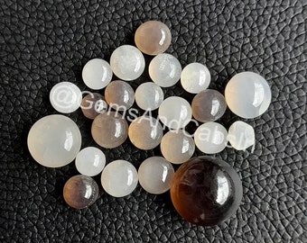Natural Star Moonstone Cabochon, Round Gemstone for DIY Jewelry (4-10mm)