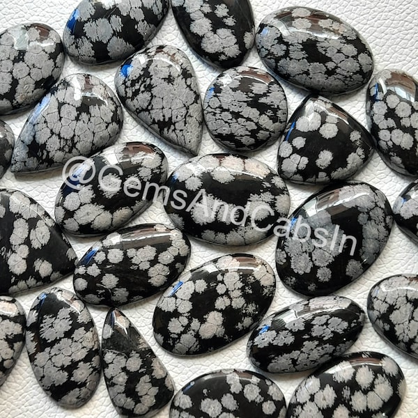 Snowflake Obsidian Cabochon, Wholesale Snowflake Obsidian Loose Gemstone, Natural Snowflake Obsidian Stone Lot For DIY Jewelry Making Stone