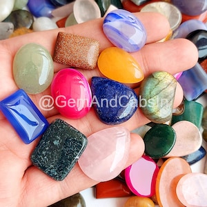 Wholesale Mix Lot, Natural Mixed Gemstone cabochon,  Mix Shapes & Sizes Best for Starting Jewelry Making Stone Supplies