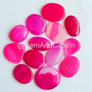 Pink Agate Gemstone, Pink Banded Agate Onyx Cabochon, Wholesale Pink Agate Crystal Lot Mix Size For Ring, Pendant, Jewelry Making Stone
