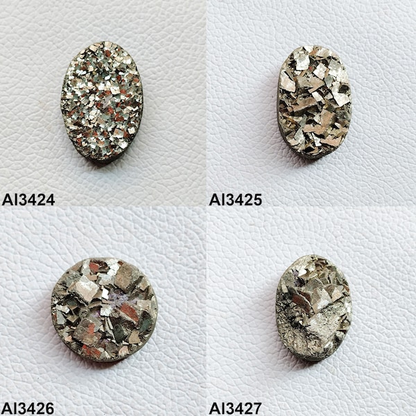 Cabochon pyrite druzy, pyrite druzy brute, pyrite druzy brute cristal naturel, pyrite druzy gemme pour bague, pendentif fabrication de bijoux druzy
