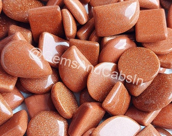 Red Goldstone Cabochon Lot, Mix Shape Gemstone for DIY Jewelry