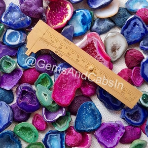 Colorful Agate Slice Druzy Gemstone, Window Druzy Agate Slice, Bulk Agate Crystal Slice, Geode Polished Slab for Wirewrap Jewelry Stone