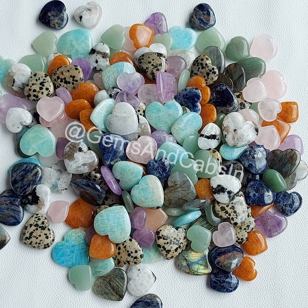 Mix Gemstone Heart, Mix Heart Crystal, Wholesale Mix Heart Cabochon Lot, Mix Pocket Heart For Jewelry Making Stone