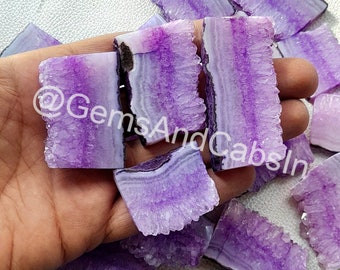 Purple Druzy Agate Crystal Slice, Polished Geode Slab, Wire Wrap Stone