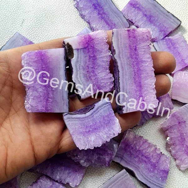 Purple Agate Crystal Slice, Agate Slice Druzy Gemstone, Bulk Agate Slab Wholesale, Geode Polished Slabs for Wirewrap Necklace Jewelry