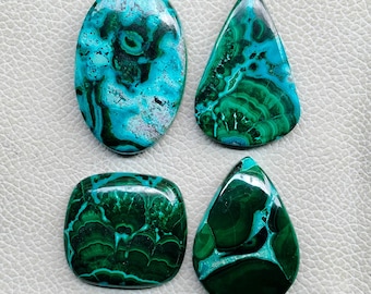 AAA Malachite Chrysocolla Cabochon, Polished Gemstone, Flatback