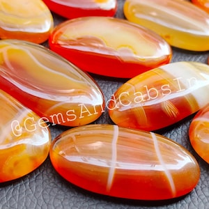 Banded Agate Gemstone, Orange Banded Agate Cabochon, Natural Wholesale Banded Agate Crystal Lot Mix For Ring, Pendant Jewelry Making Stone