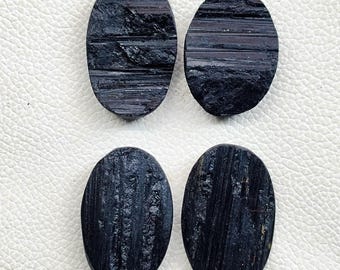 Black Tourmaline Druzy Cabochon, Gemstone for Jewelry Making