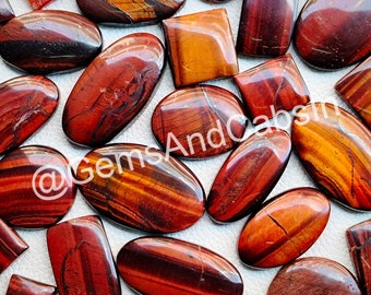 Red Tiger's Eye Cabochon Lot, Natural Gemstone Mix Shape (12x15mm to 38x50mm)