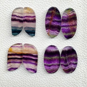 Attractive Fluorite Matching Pairs, Fluorite Cabochon Pair, Fluorite Gemstone Pair, Fluorite Cabochon Pair For Earring Jewelry Making Stone