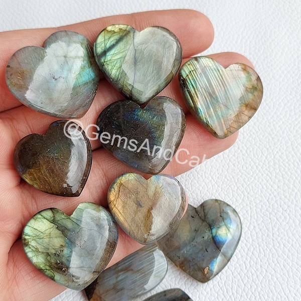 Labradorite Heart, Labradorite Heart Crystal, Wholesale Labradorite Heart Cabochon, Labradorite Puffy Heart For Jewelry Making Stone