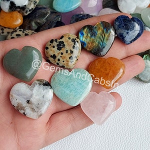 Natural Mix Gemstone Heart, Puffy Mix Heart Crystal, Wholesale Mix Loose Heart Lot, Mix Pocket Heart For Jewelry Making Stone