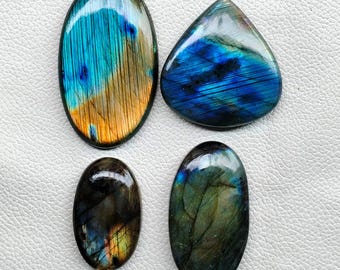 Lot De Cabochons Labradorite - 200 Carats, 6-8 Pièces, Arc-en-ciel, Inde, Neuf