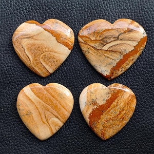 Loose Picture Jasper Heart, Picture Jasper Crystal Heart, Picture Jasper Heart, Picture Puffy Heart, Pocket Heart For Jewelry Stone