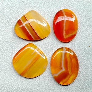 Orange Banded Agate Gemstone, Natural Banded Agate Cabochon Loose Banded Agate Crystal Stone For Ring, Pendant, Jewelry Stone