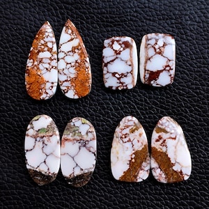 Wild Horse Pairs, Wild Horse Magnesite Pair, Natural Wild Horse Matching Pairs, Wild Horse Magnesite Cabochon Pair For Earring Jewelry Stone