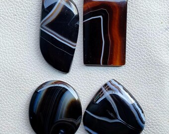 Black Banded Agate Cabochon, AAA Grade Gemstone, Jewelry Stone