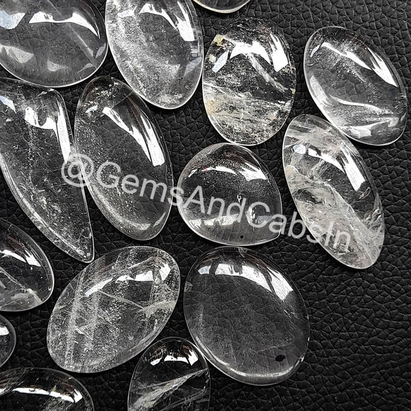 Clear Quartz Cabochon, Clear Quartz Gemstone Lot, Wholesale Quartz Crystal Loose Stone, Natural Clear Quratz For DIY Jewelry Making Stone