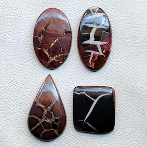 Black Septarian Loose Gemstone, Natural Septarian Stone, Black Septarian Cabochon, Septarian Healing Crystal For Ring, Pendant Jewelry Stone
