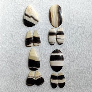 Zebra Calcite Cabochon, Zebra Calcite Loose Gemstone, Natural Zebra Calcite Set Stone For Earring, Pendant, Jewelry Making Stone