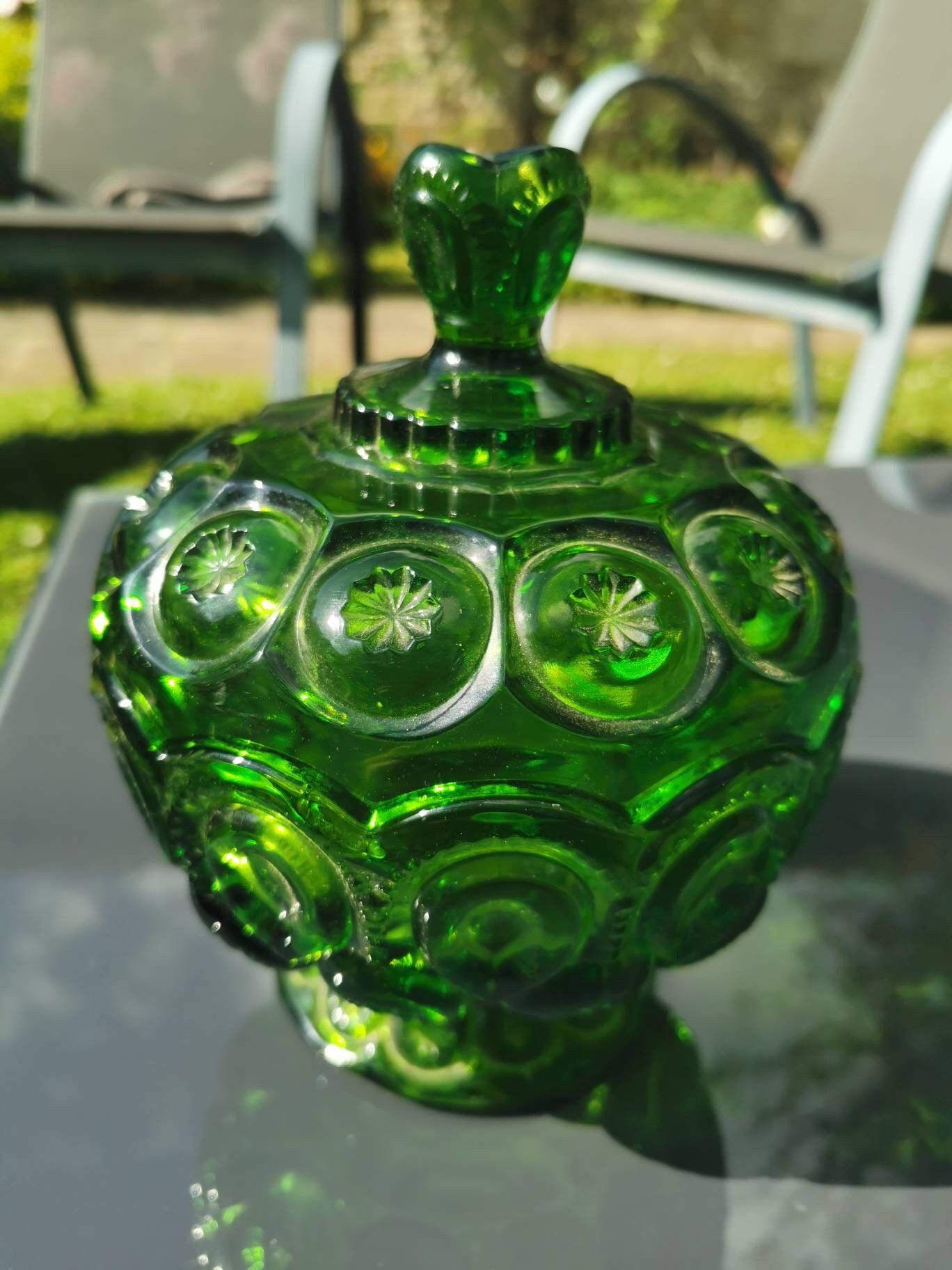Bonbonnière cristal et métal doré | GSLR Antiques