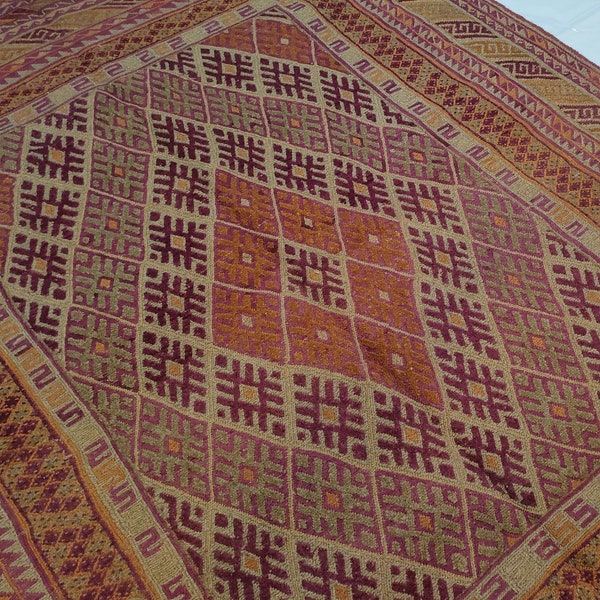 7x9 Ft Vintage Mushwani Rug - Beige Handmade Wool Area Rug - Afghan Oriental Muted Rug - Living Room Rug - Bedroom Rug - Antique Tribal Rug