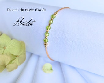 Pierre de naissance du mois D' AOÛT : LE PÉRIDOT | pierres naturelles et perles en plaqué or | Cadeau personnalisé pour femme.