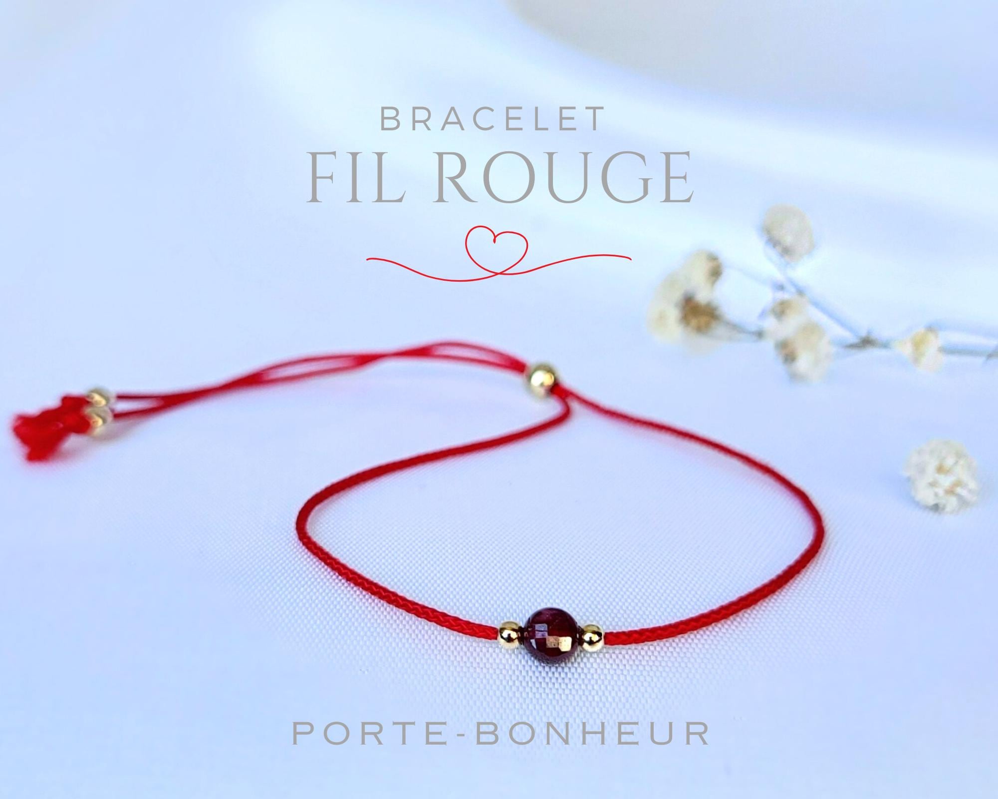 Bracelet fil tissé rouge bouddhiste cordon réglable Porte Bonheur