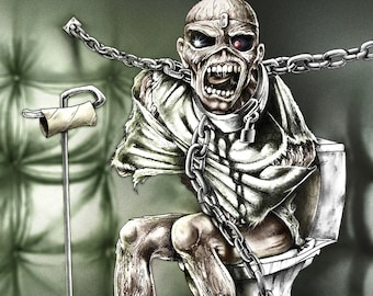 Iron Maiden Eddie Art Print, Funny Heavy Metal Art, Signed