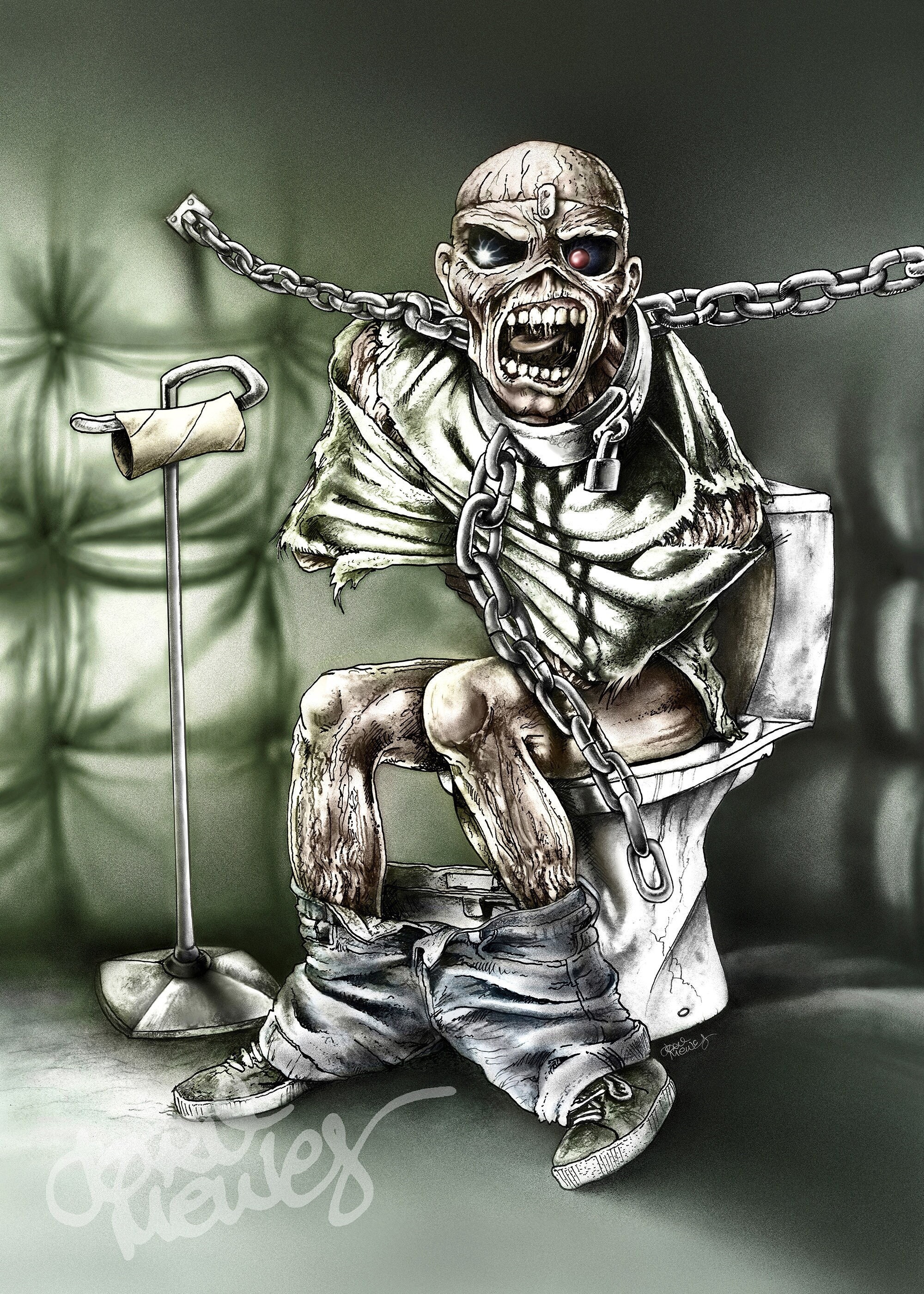 Iron Maiden Eddie Art Print, Funny Heavy Metal Art, Signed - Etsy