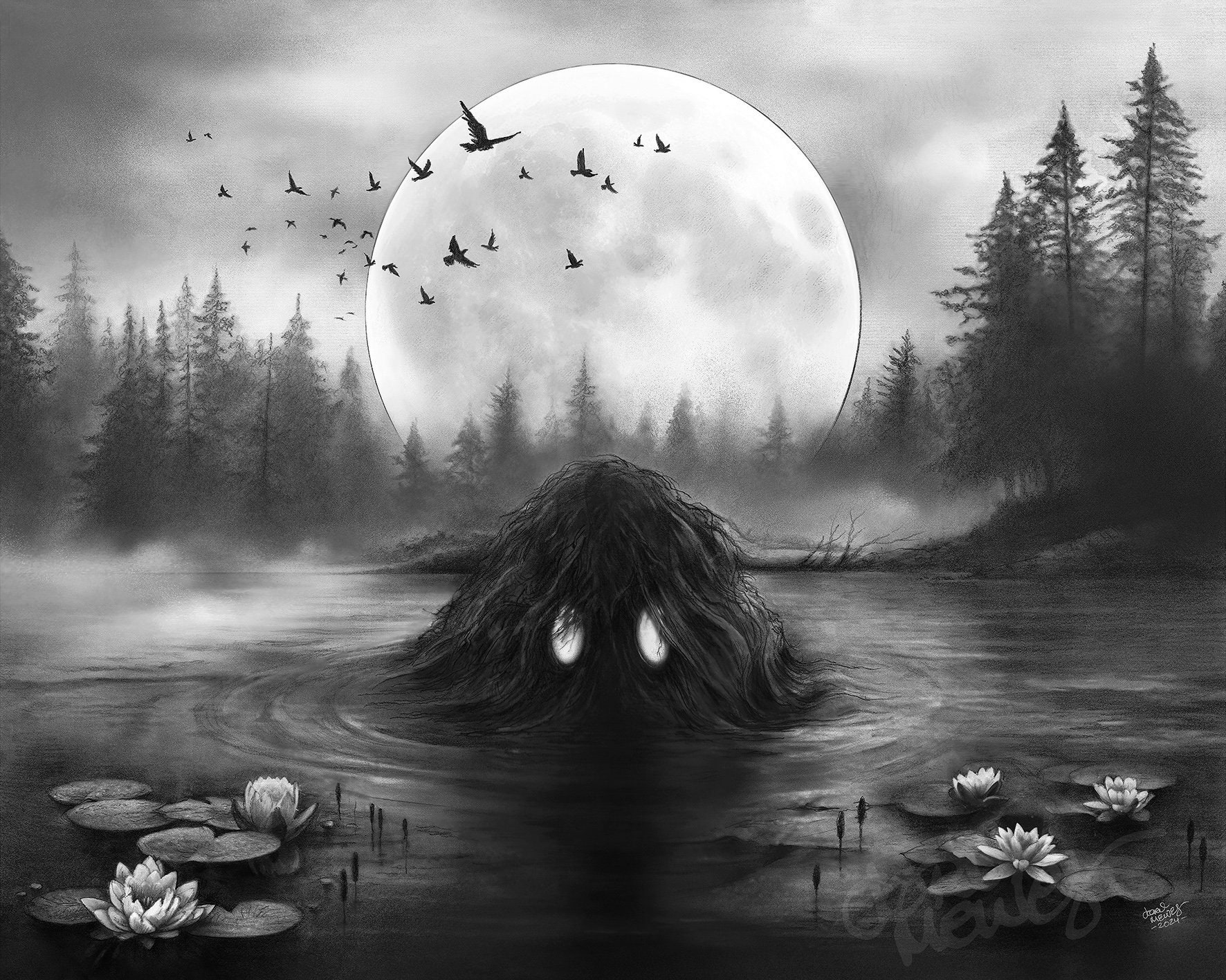 Nøkken Art Print: Norse Folklore, Grey Sunset (50 X 40 Cm) - Etsy