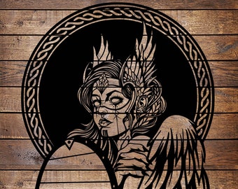 SVG/PNG Valkyrie Warrior Girl Cool Viking Norse Horror Tattoo Stencil for Cricut - Vinyl Cutter