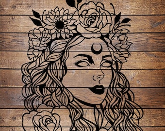 SVG/PNG Goddess Aphrodite Girl Cool Goddess Design Horror Tattoo Stencil for Cricut - Vinyl Cutter