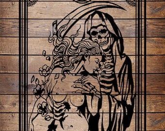 SVG/PNG  Cool Death Tarot Card Tattoo Horror Stencil for Cricut - Vinyl Cutter