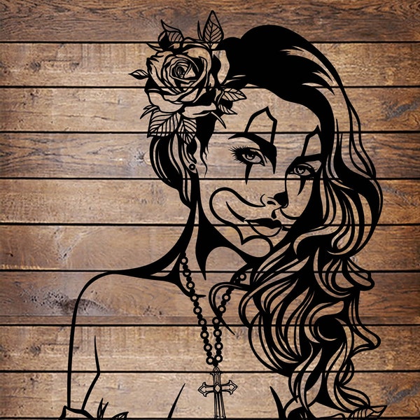 Pochoir de tatouage cool de clown chicano SVG / PNG pour Cricut - Coupeur de vinyle