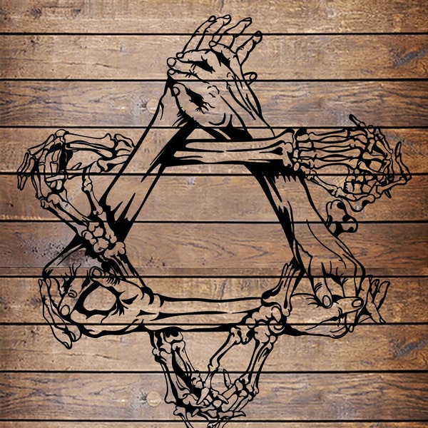 SVG/PNG Skeleton Hands - Pentagram - star - Zombie - Tattoo Horror Stencil for Cricut - Vinyl Cutter
