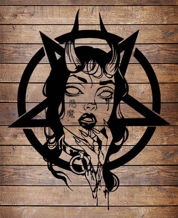 SVG/PNG Devil Girl Cool Tattoo Horror Stencil for Cricut Vinyl Cutter - Etsy