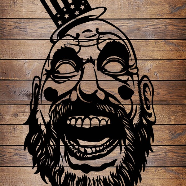 SVG/PNG Creepy Clown Horror Tattoo Stencil for Cricut - Vinyl Cutter
