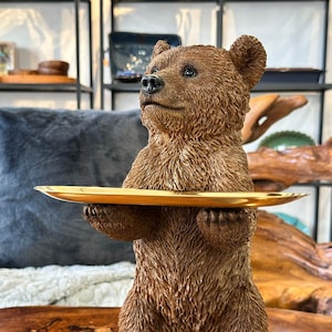 Statue bear / figure bear with tray / animal figure / table decoration / key holder / decoration / home culture / gift idea
