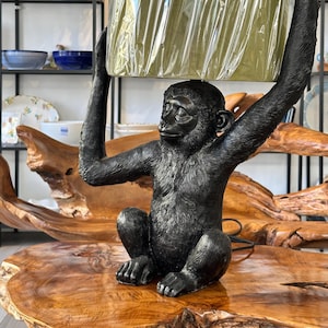 Monkey table lamp / table lamp black monkey / decoration / decorative lamp / home decor / table decoration / animals / interior / gift idea