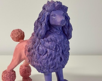 Poodle Statue Decor – Pink Purple Dog Sculpture, Colorful Home Decor Figurine, Gift for Dog Lovers, Modern Art Dog Display Piece