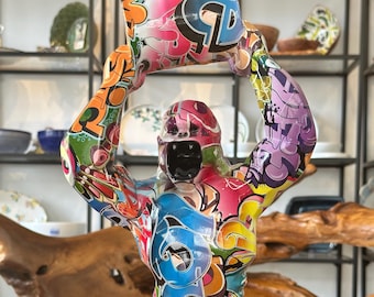 Gorilla statue / decorative figure Gorilla graffiti / animal statue / modern sculptur / animal figure / table decoration / home decor / gift