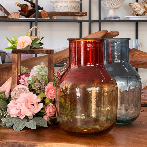 Vase / vase à fleurs en verre recyclé / beau vase en verre / vase en verre massif / décoration de table / décoration intérieure / décoration / idée cadeau